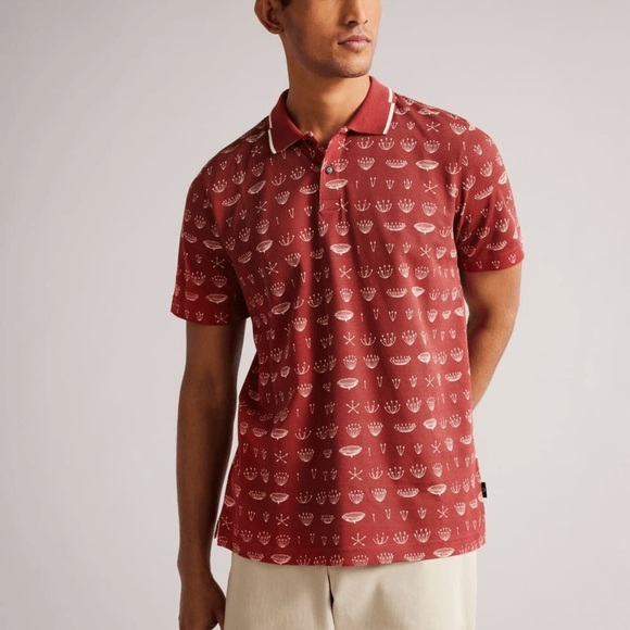 Ted Baker London Colves SS Printed Polo 100% cotton size 7 /US 3XL NWT - Picture 1 of 10